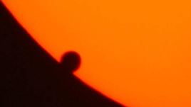 This picture from 2004 shows Venus entering from the left edge of the sun