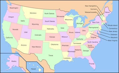 美国50州中文版地图图片