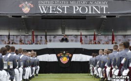 U.S. President Barack Obama speaks at the commencement ceremony at the United States Military Academy at West Point, N.Y., May 28, 2014.