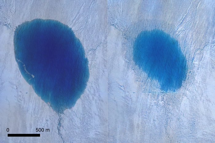 无人机实时显示格陵兰冰盖破裂