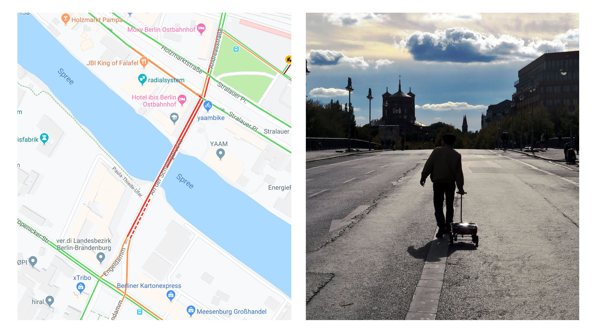 如何将一条无人街道在谷歌地图上显示为拥堵路段？