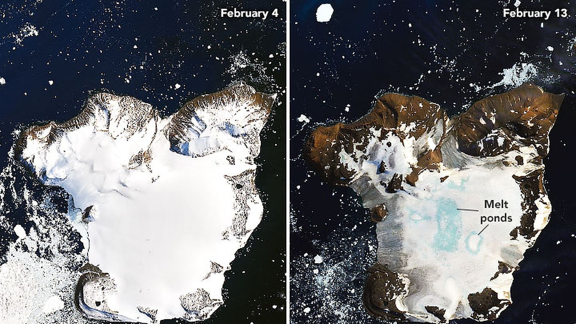 热浪在几天内融化了南极岛20%的积雪