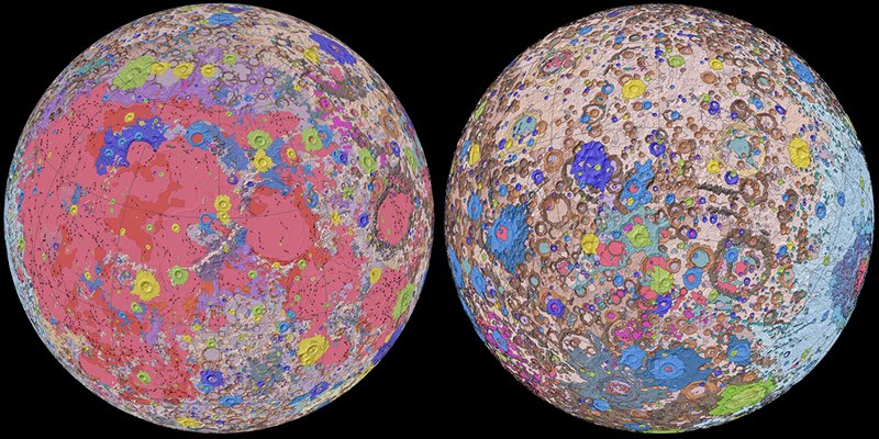 科学家们刚刚发布了迄今为止最完整的月球地质图，它是如此的壮丽