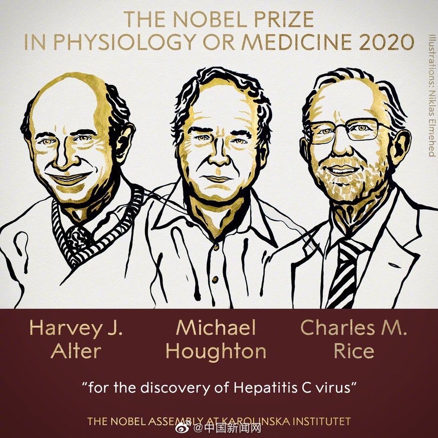 3名科学家因发现丙型肝炎病毒而获得诺贝尔奖