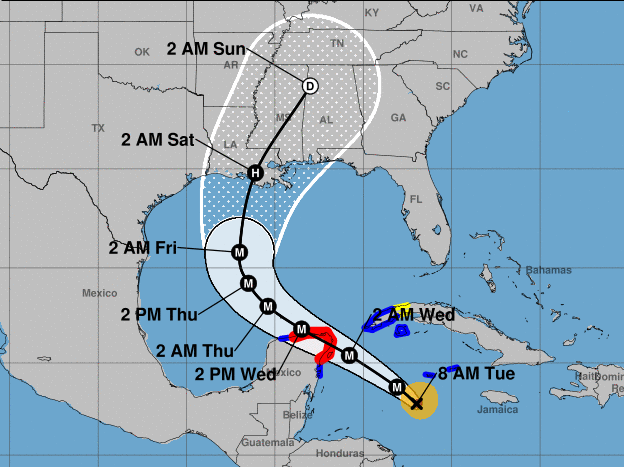 飓风“德尔塔”即将成为一场大风暴；风速已经达到每小时110英里